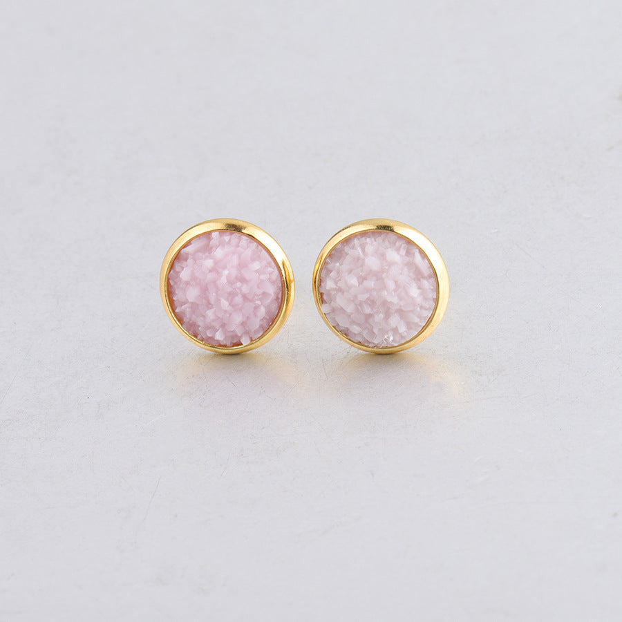 Starry Stainless Steel Water Plated Gold Stud Earrings-Jewearrings