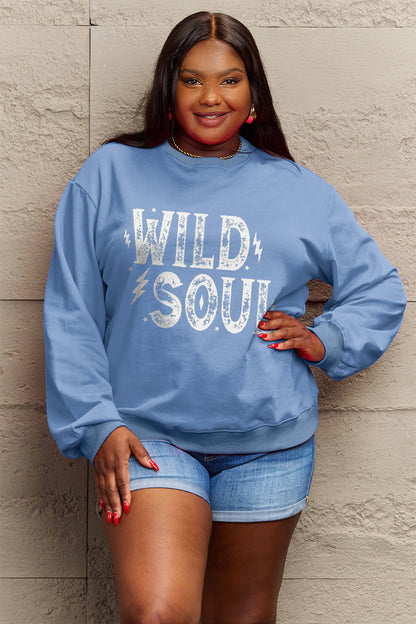 Simply Love Full Size WILD SOUL Graphic Sweatshirt-Jewearrings