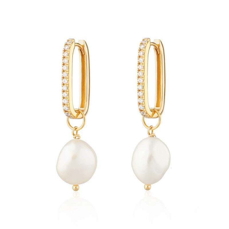 Sterling Silver Pearl Pendant Earrings-Jewearrings