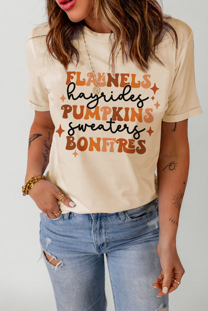 Letter Graphic Round Neck T-Shirt-Jewearrings