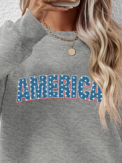 AMERICA Round Neck Dropped Shoulder Sweatshirt-Jewearrings