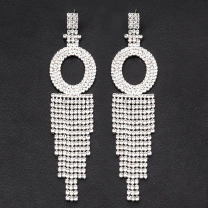 Fashion Jewelry 925 Silver Needle Ornaments Rhinestone Letter B Earrings Banquet Tassel Ear Ornaments Female-Jewearrings