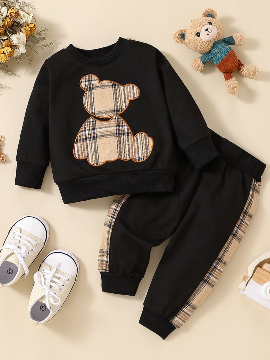 Baby Bear Graphic Sweatshirt and Joggers Set-Jewearrings