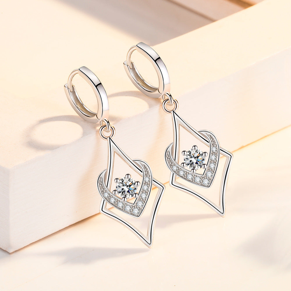 Inlaid Silver Female Drop-shaped Earrings Jewelry-Jewearrings