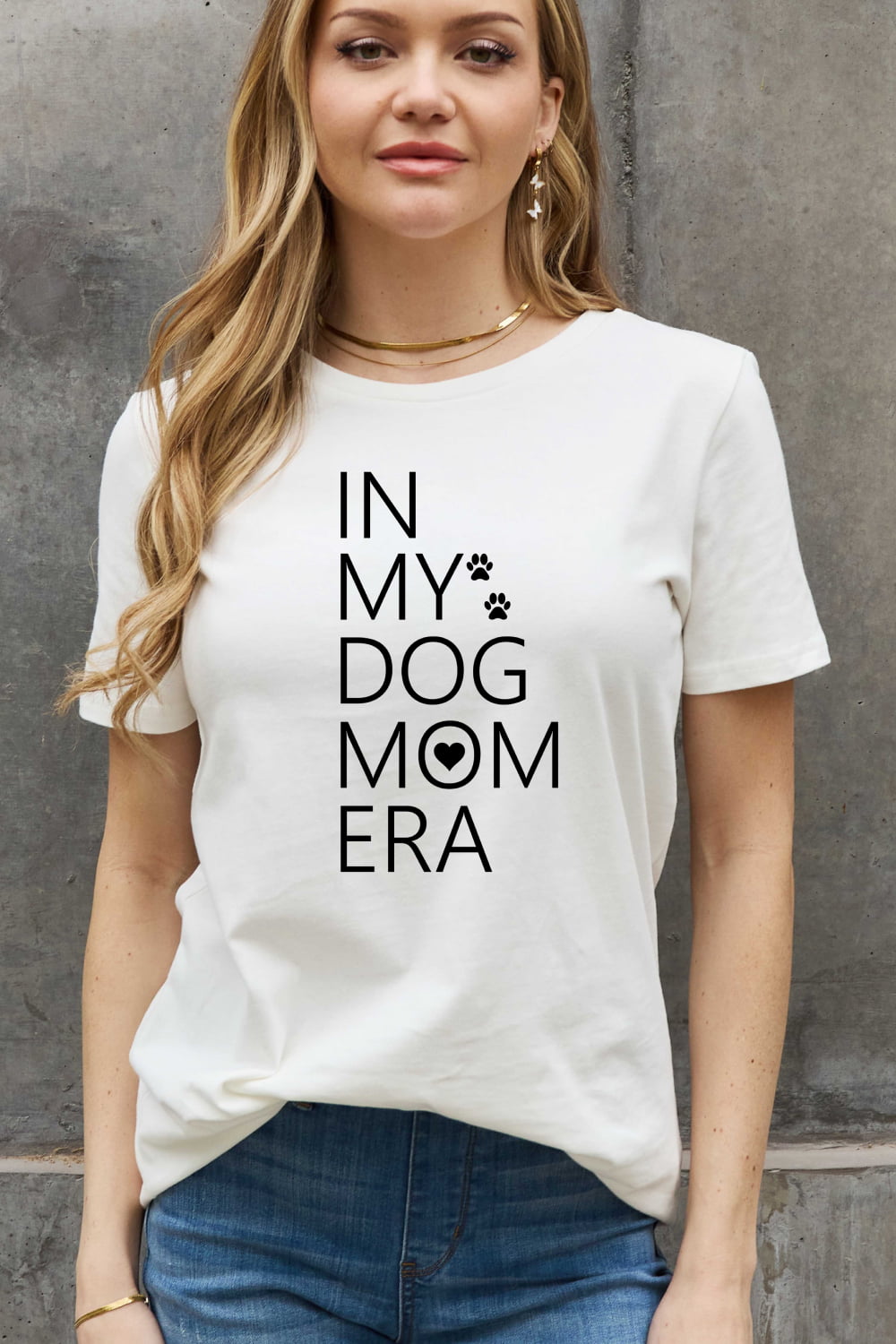 Simply Love Full Size IN MY DOG MOM ERA Graphic Cotton Tee-Jewearrings