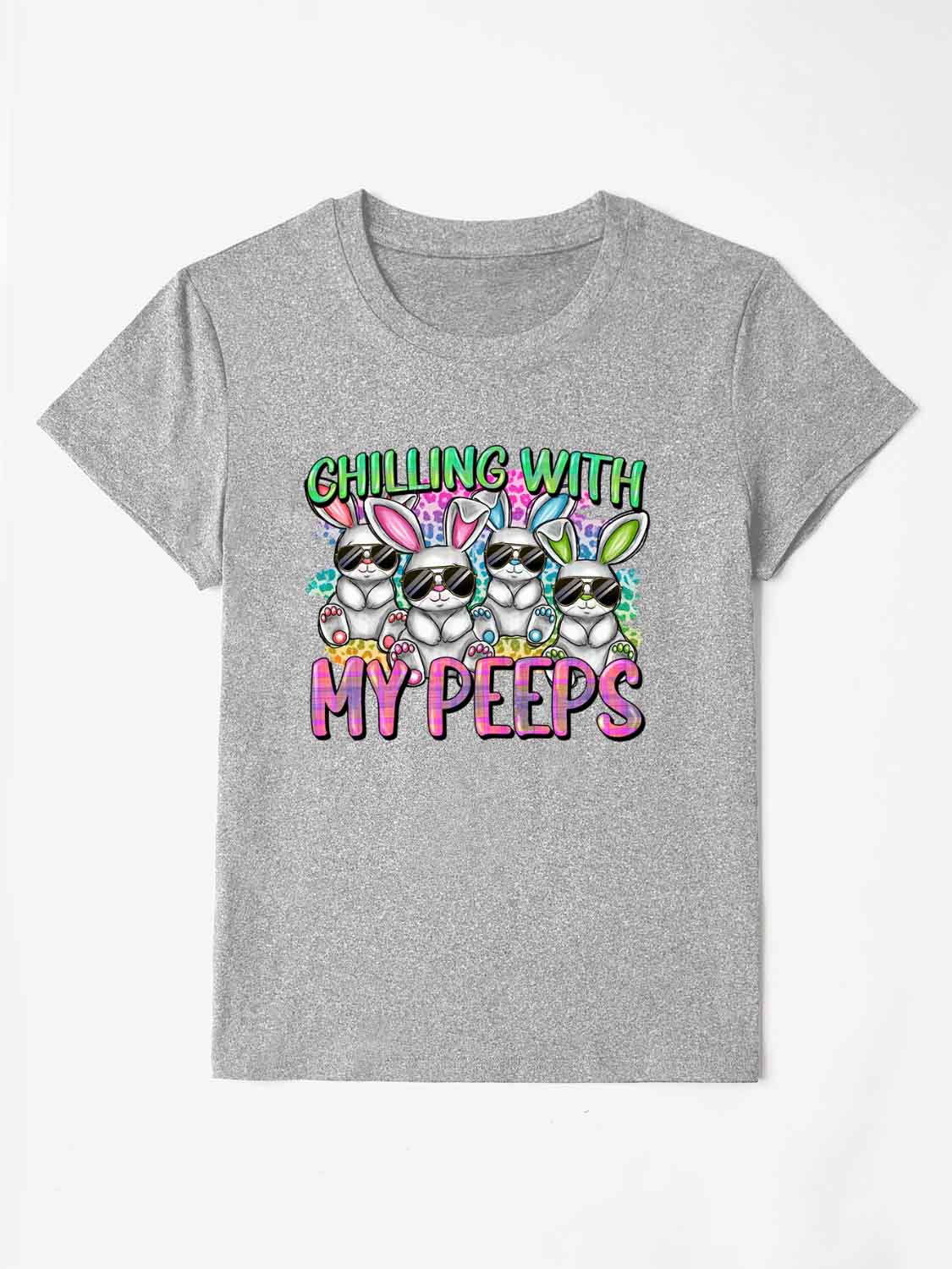 CHILLING WITH MY PEEPS Round Neck T-Shirt-Jewearrings