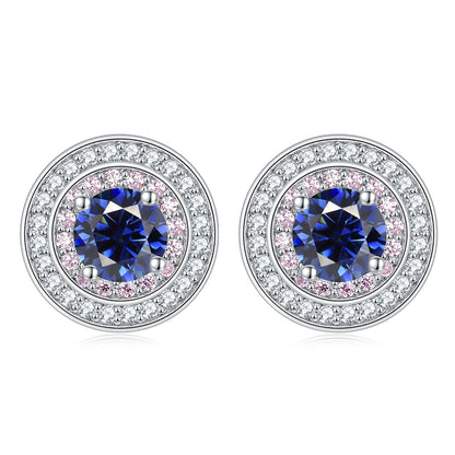 Sterling Silver Round Micro Set Zircon Earrings-Jewearrings