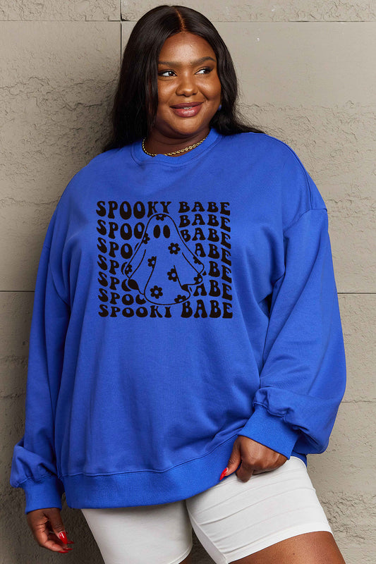 Simply Love Full Size SPOOKY BABE Graphic Sweatshirt-Jewearrings