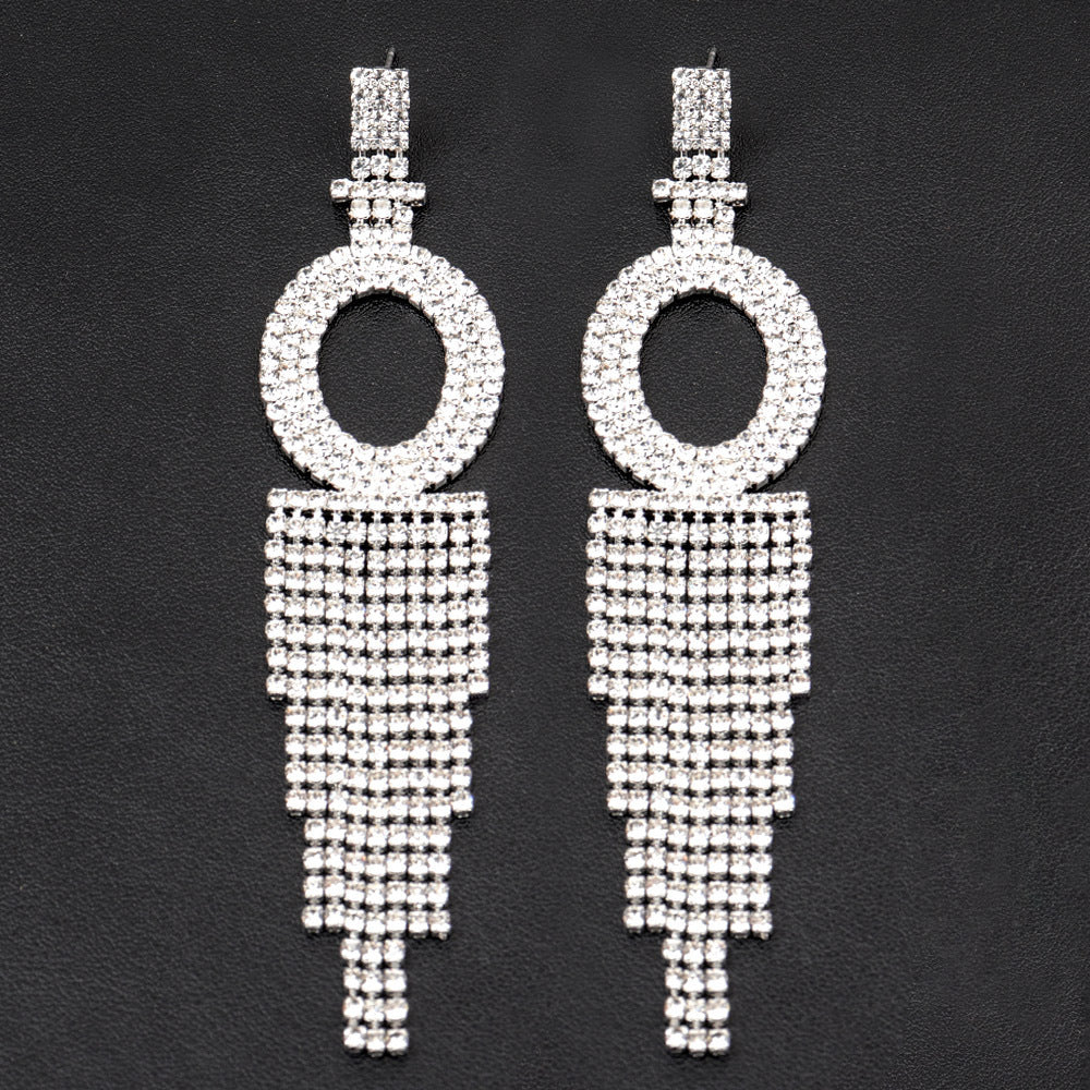 Fashion Jewelry 925 Silver Needle Ornaments Rhinestone Letter B Earrings Banquet Tassel Ear Ornaments Female-Jewearrings