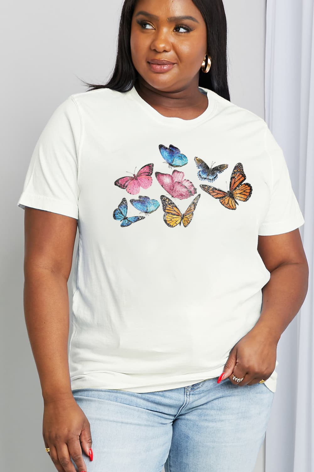 Simply Love Full Size Butterfly Graphic Cotton Tee-Jewearrings