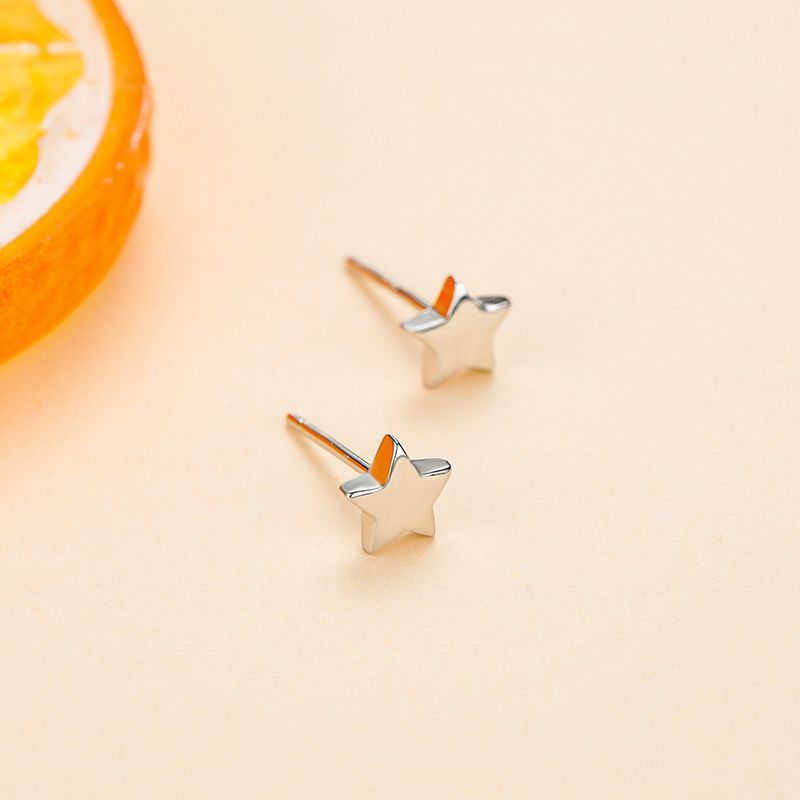 Women's S925 Silver Star Glossy Earrings-Jewearrings