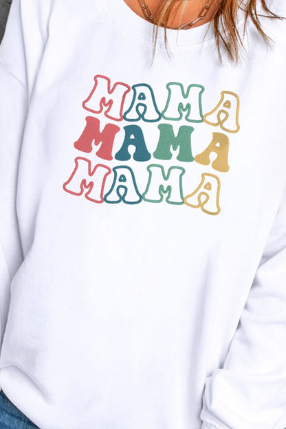 MAMA Graphic Round Neck Drop Shoulder Sweatshirt-Jewearrings