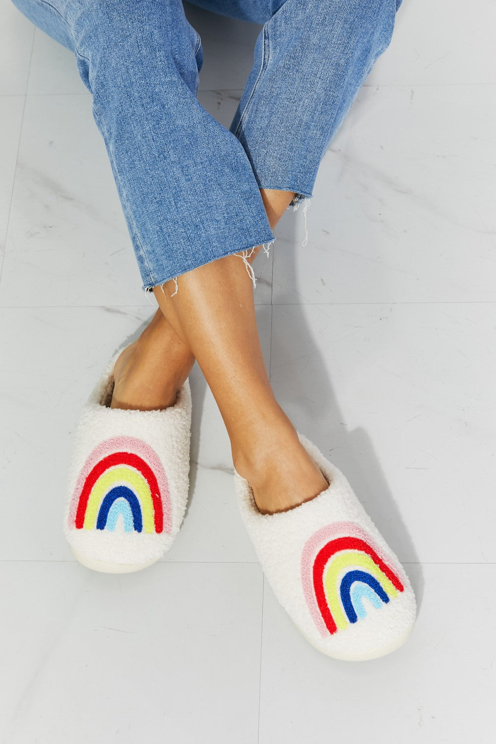 MMShoes Rainbow Plush Slipper-Jewearrings