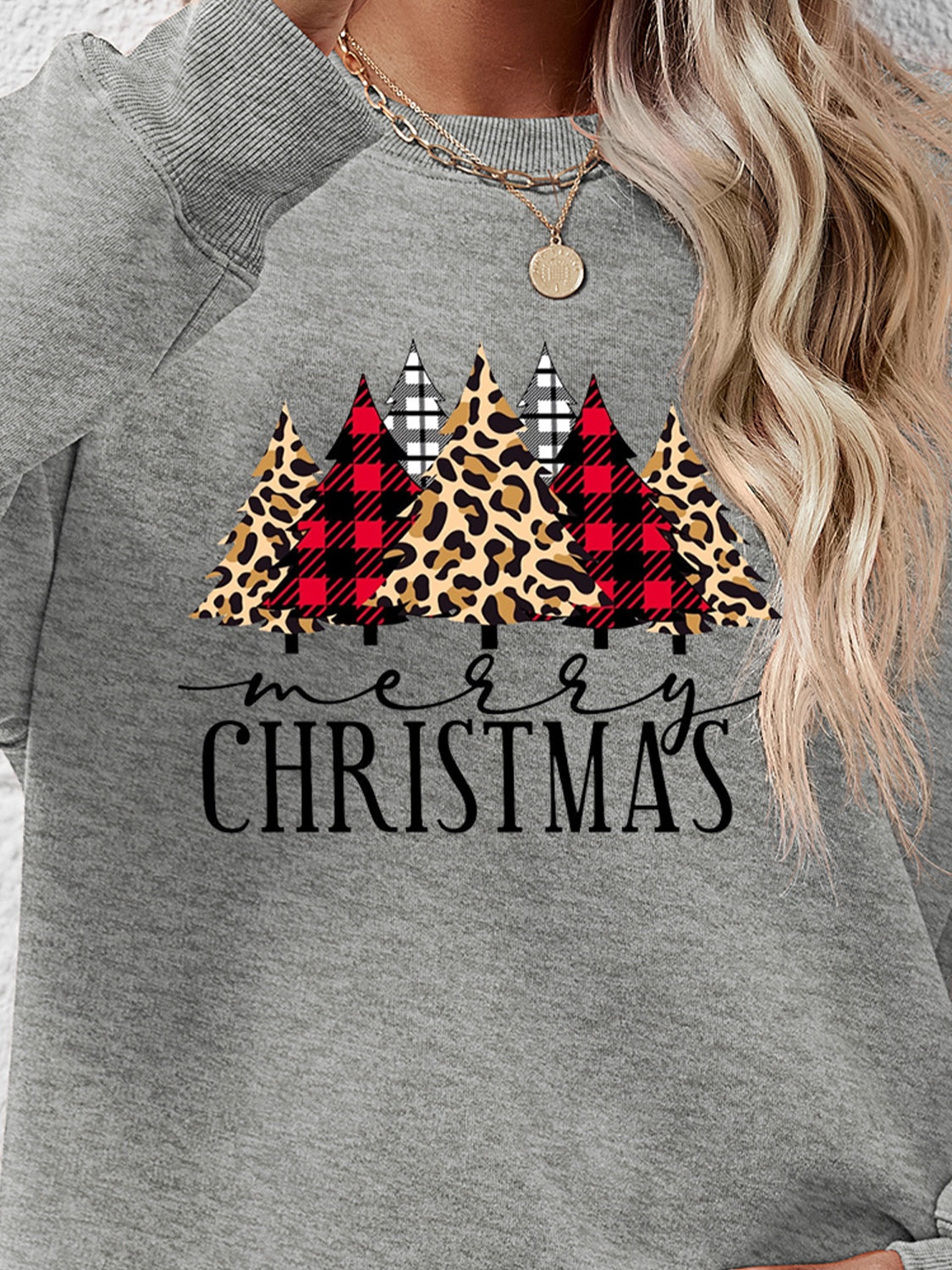 MERRY CHRISTMAS Round Neck Long Sleeve Sweatshirt-Jewearrings