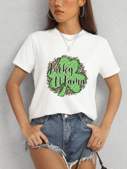 LUCKY MAMA Round Neck T-Shirt-Jewearrings