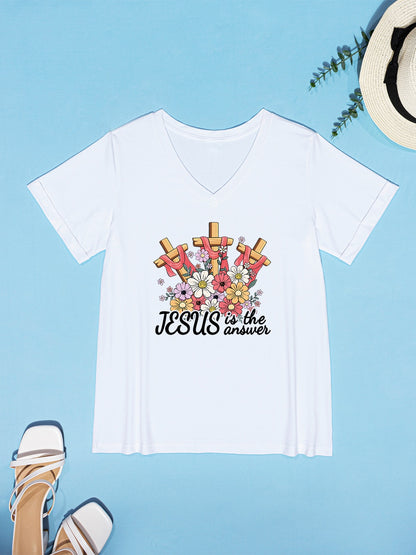 JESUS IS THE ANSWER V-Neck T-Shirt-Jewearrings