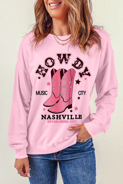 Cowboy Boots Graphic Dropped Shoulder Sweatshirt-Jewearrings