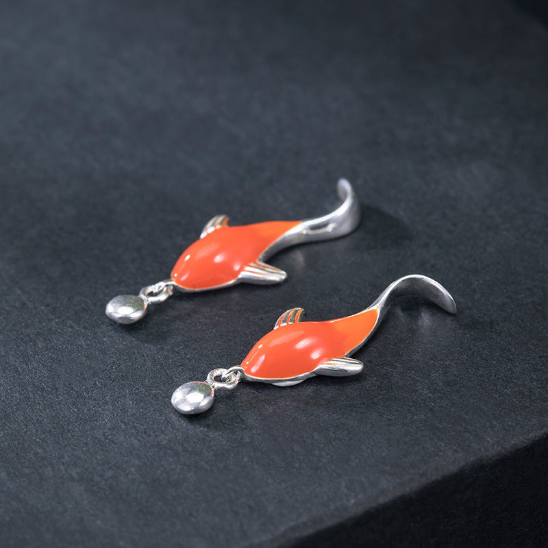 Design Epoxy Koi Stud Earrings Women's Chinese Style Simple-Jewearrings