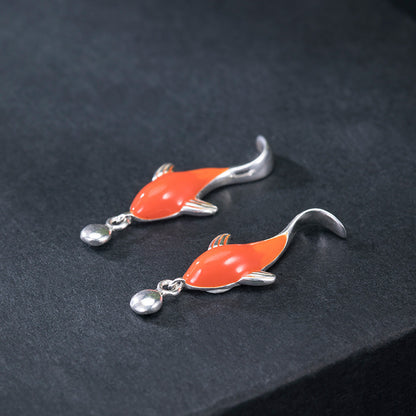 Design Epoxy Koi Stud Earrings Women's Chinese Style Simple-Jewearrings