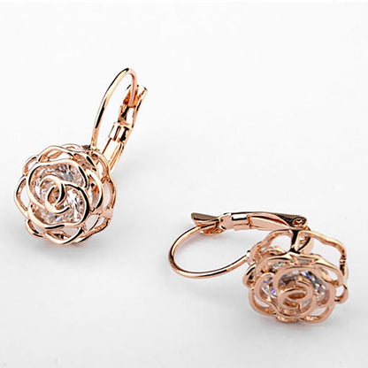 Camellia Ladies Earrings Simple Gold-plated Hollow Personality Earrings Female Earrings-Jewearrings