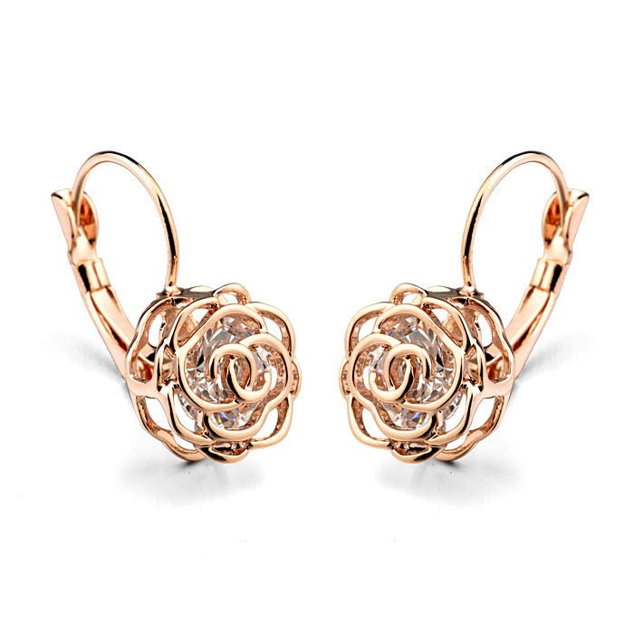 Camellia Ladies Earrings Simple Gold-plated Hollow Personality Earrings Female Earrings-Jewearrings