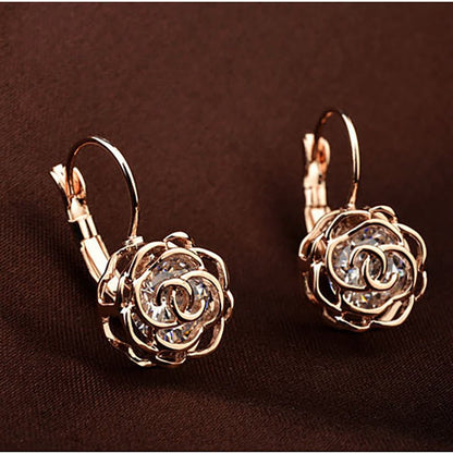 Camellia Ladies Earrings Simple Gold-plated Hollow Personality Earrings Female Earrings-Jewearrings