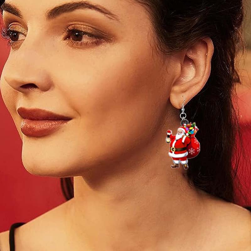 Cartoon Cute Santa Claus Acrylic Earrings-Jewearrings