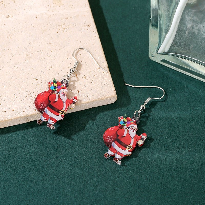 Cartoon Cute Santa Claus Acrylic Earrings-Jewearrings