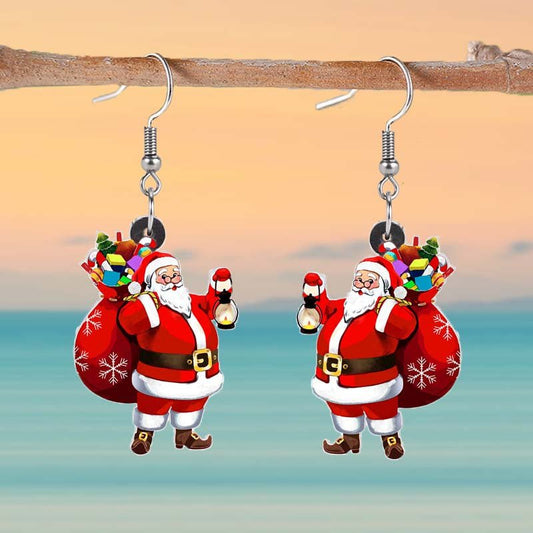 Cartoon Cute Santa Claus Acrylic Earrings-Jewearrings