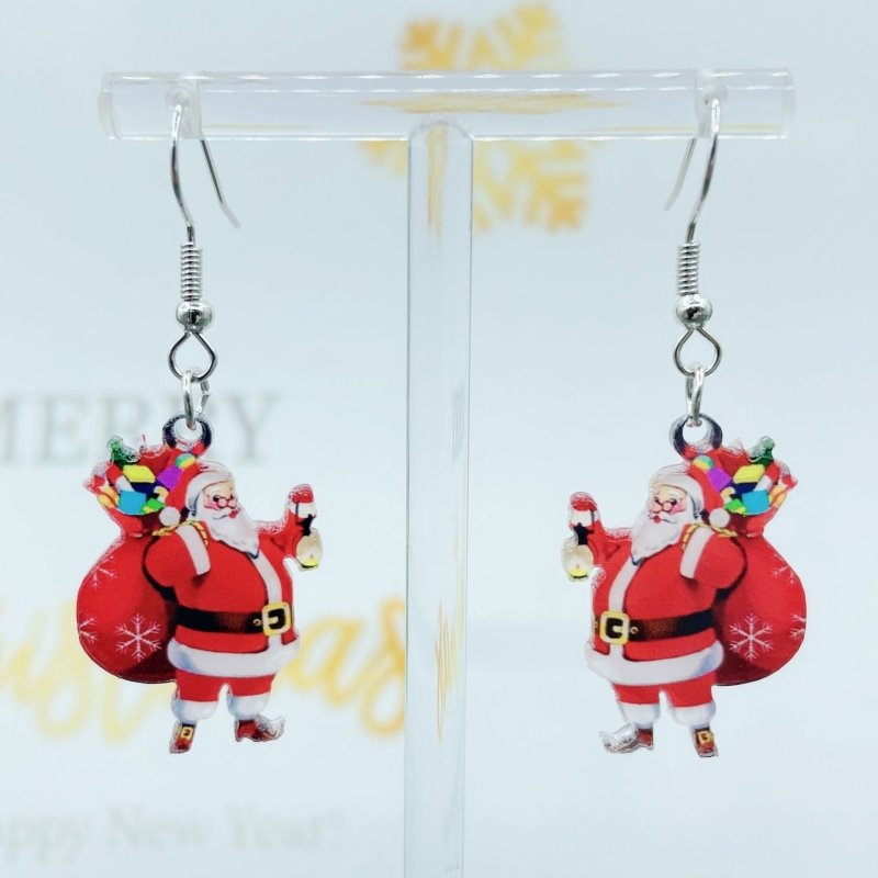 Cartoon Cute Santa Claus Acrylic Earrings-Jewearrings