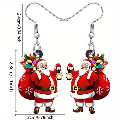 Cartoon Cute Santa Claus Acrylic Earrings-Jewearrings