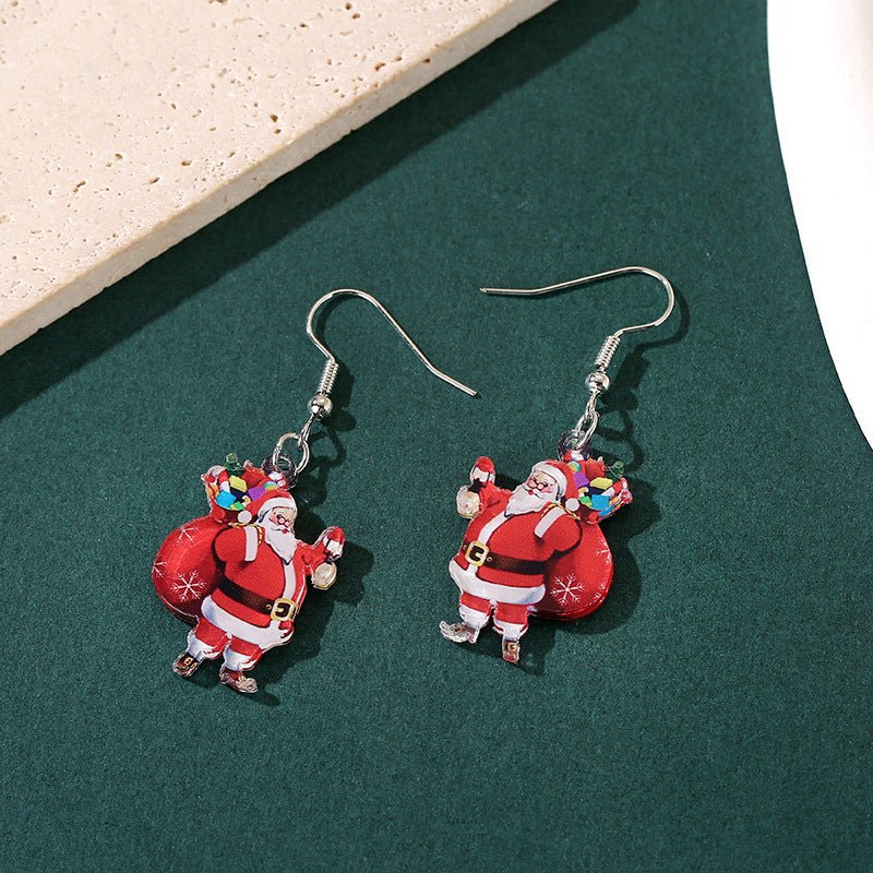 Cartoon Cute Santa Claus Acrylic Earrings-Jewearrings