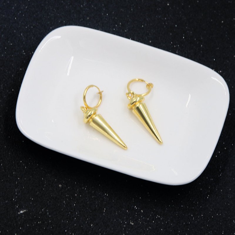 Cartoon Electroplated Awl Earrings Gold Cone Ear Clips-Jewearrings