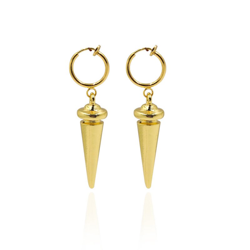 Cartoon Electroplated Awl Earrings Gold Cone Ear Clips-Jewearrings