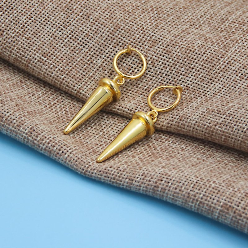 Cartoon Electroplated Awl Earrings Gold Cone Ear Clips-Jewearrings