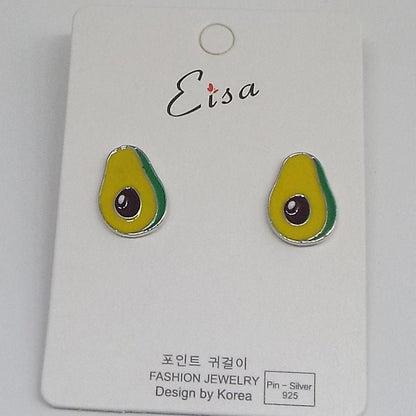 Cartoon Enamel Birds Flamingo Stud Earrings Ear Accessories Cute Fruit Avocado Ice Cream Earings For Girl Statement Jewelry-Jewearrings