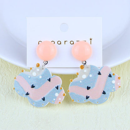 Cartoon Rainbow Contrast Color Acrylic Stud Earrings-Jewearrings