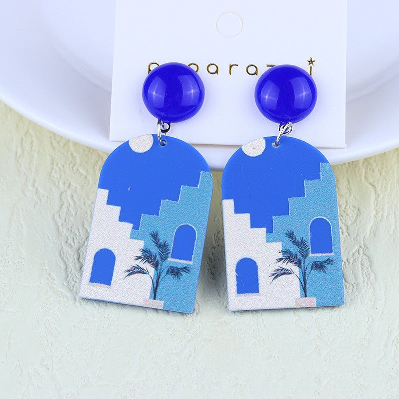 Cartoon Rainbow Contrast Color Acrylic Stud Earrings-Jewearrings