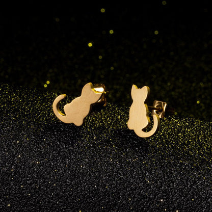 Cat gold and silver alloy earrings-Jewearrings