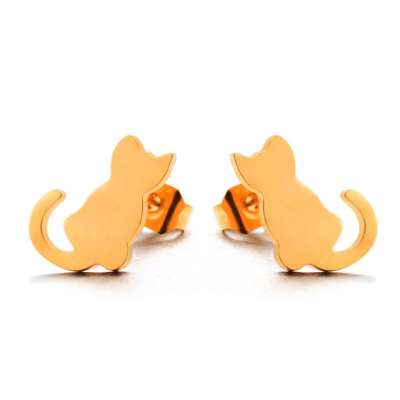 Cat gold and silver alloy earrings-Jewearrings