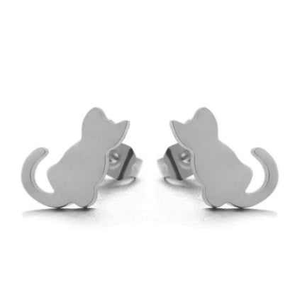 Cat gold and silver alloy earrings-Jewearrings