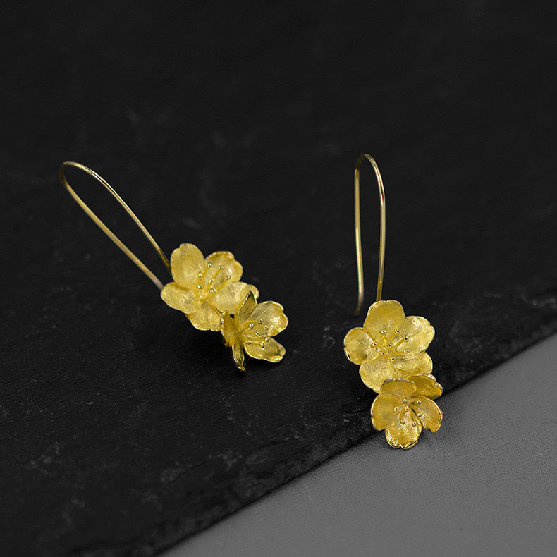 Women's Plain Silver Cherry Blossom Earrings-Jewearrings