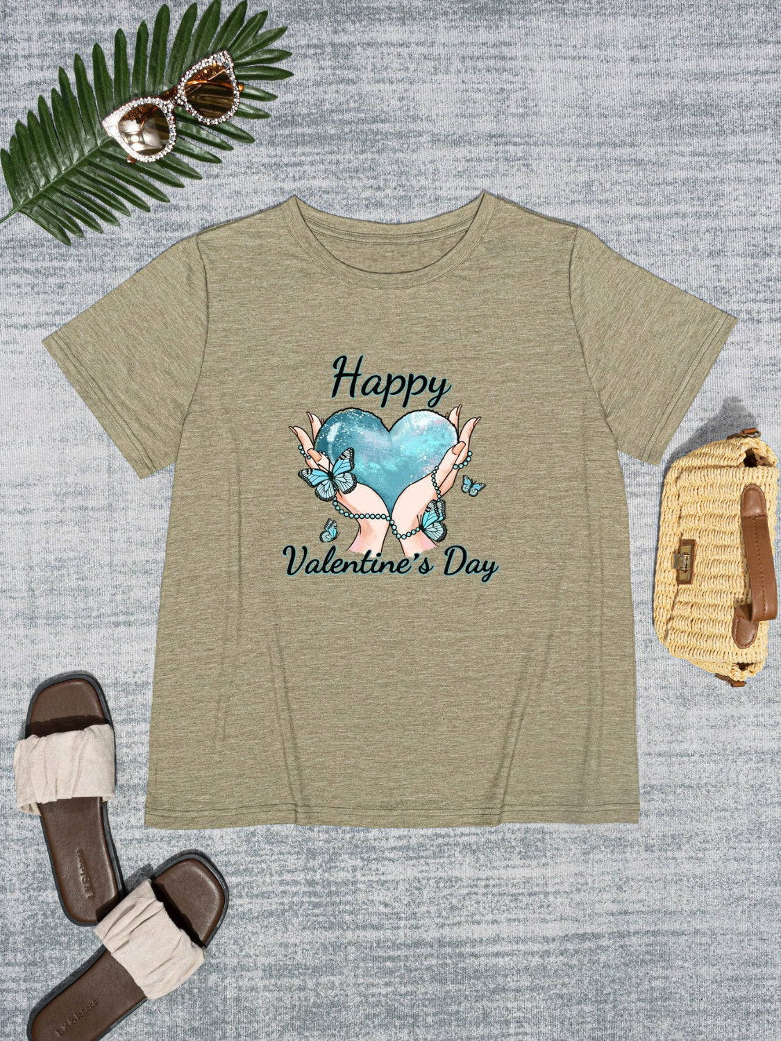 HAPPY VALENTINE'S DAY Round Neck Short Sleeve T-Shirt-Jewearrings