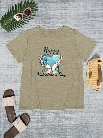 HAPPY VALENTINE'S DAY Round Neck Short Sleeve T-Shirt-Jewearrings