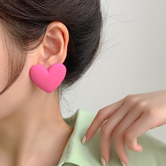 Love Heart S925 Silver Pin Chain Earrings Design Color-Jewearrings