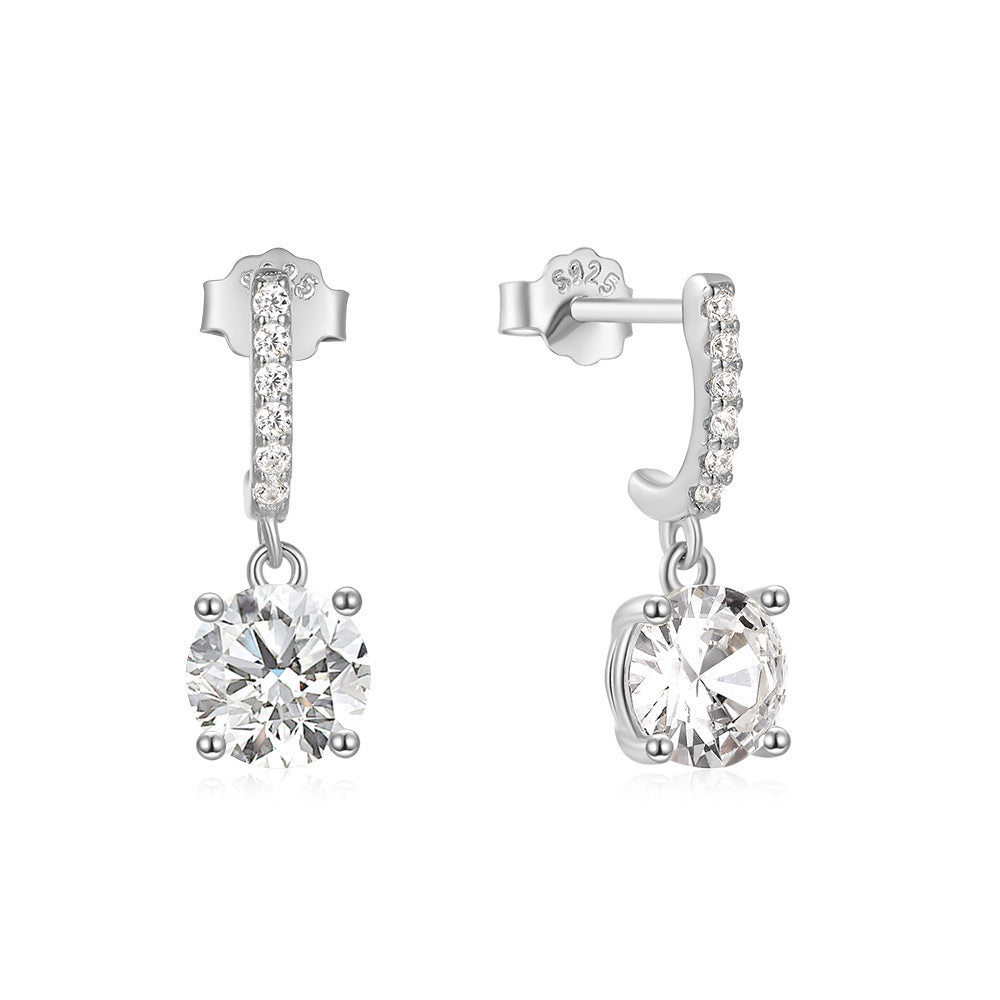 S925 Sterling Silver Four-claw Zircon Stud Earrings For Women-Jewearrings