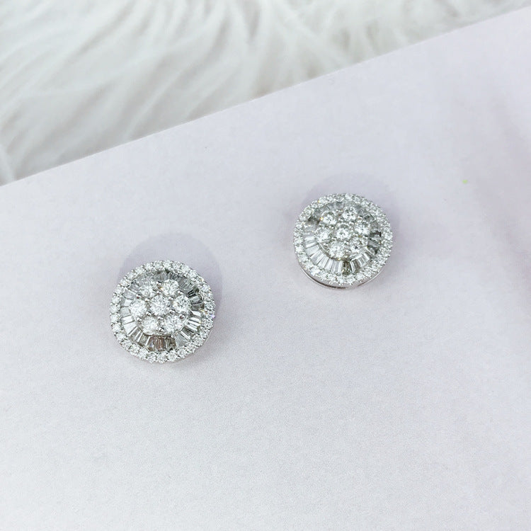 White Gold Fashion Round Ladder Square Earrings-Jewearrings