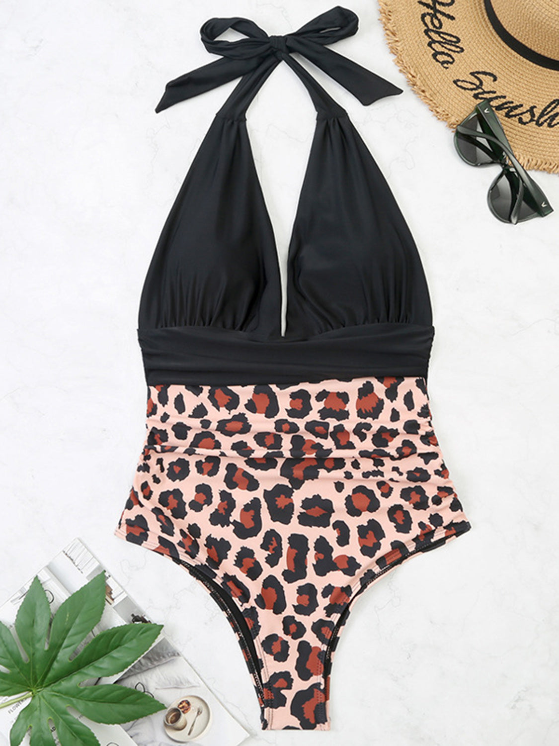 Halter Neck One-Piece Swimwear-Jewearrings