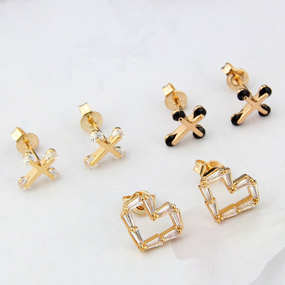 925 Silver Nails New Simple Inlaid Zirconium Earrings For Women-Jewearrings