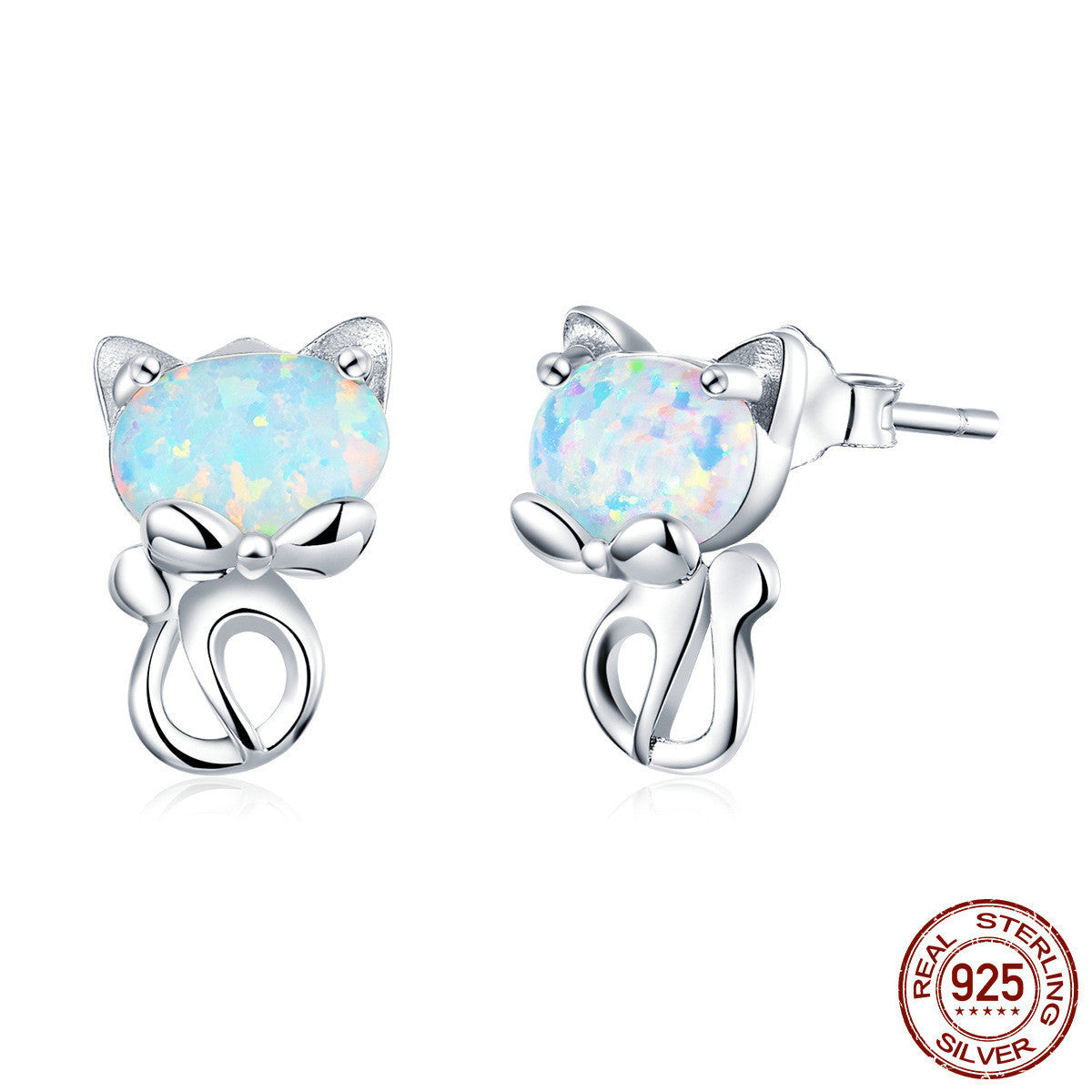 White Gold Plated Cute Animal Earrings-Jewearrings